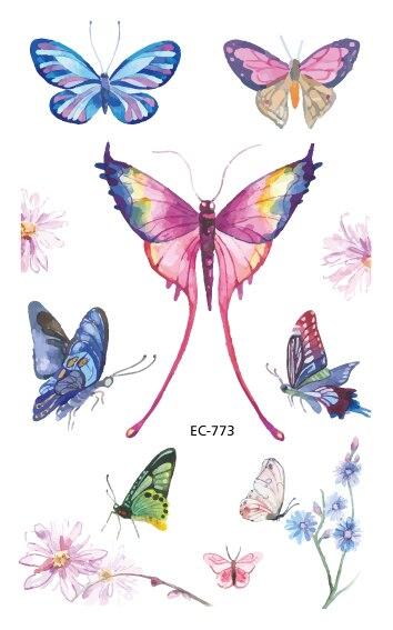 EC771-783 Pink Style Tattoo Sticker Cartoon Children Cute Butterfly Colorful Bees Temporary Tattoo Sticker Body Art Flash Taty