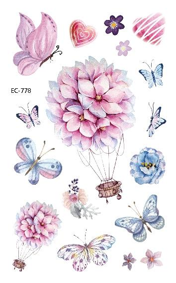 EC771-783 Pink Style Tattoo Sticker Cartoon Children Cute Butterfly Colorful Bees Temporary Tattoo Sticker Body Art Flash Taty