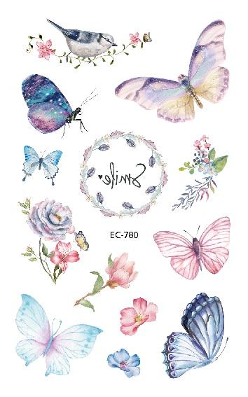 EC771-783 Pink Style Tattoo Sticker Cartoon Children Cute Butterfly Colorful Bees Temporary Tattoo Sticker Body Art Flash Taty