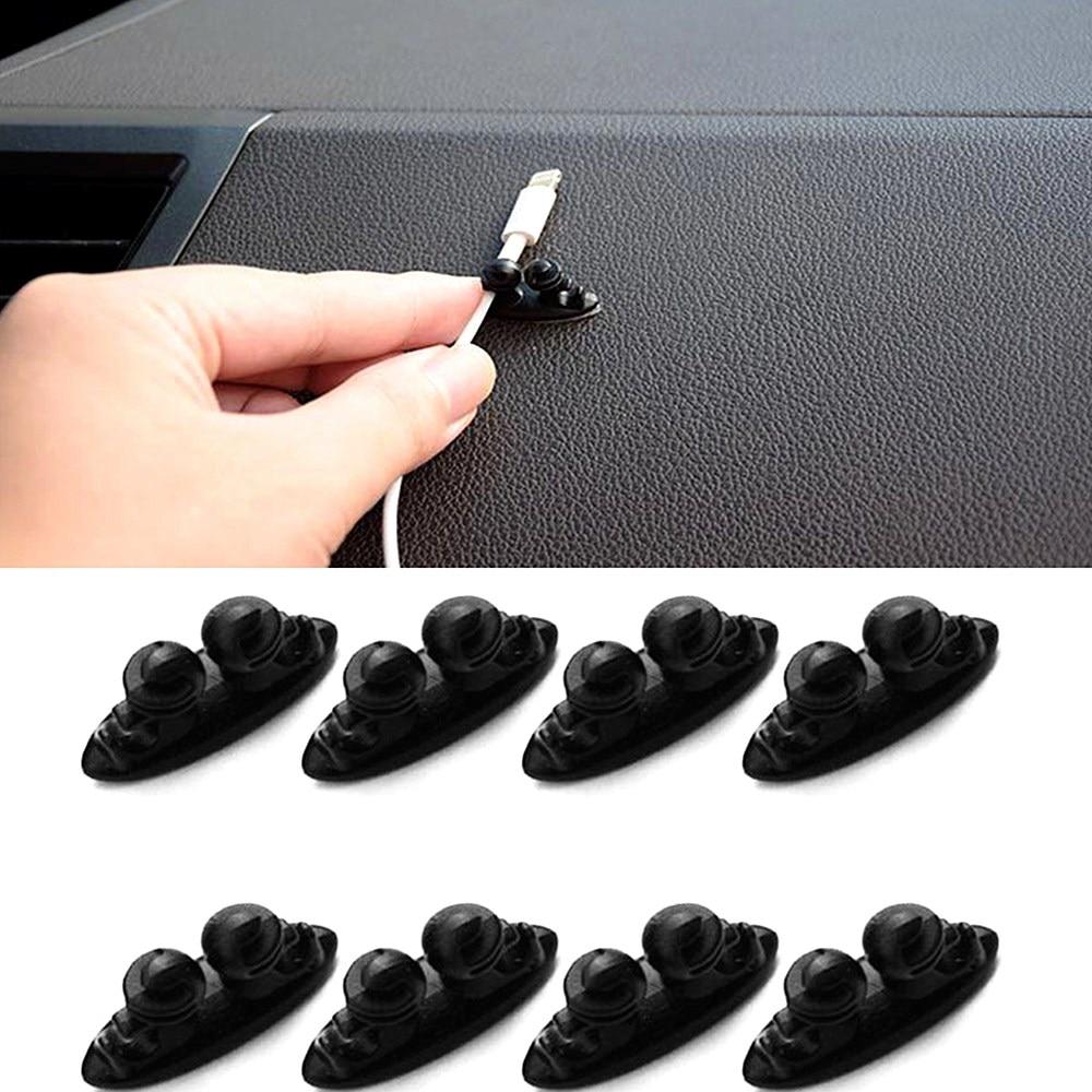 8PCS Mini Adhesive Car Charger Line Clasp Multifunction Clamp Headphone/USB Cable Car Clip Automobile Interior Accessories