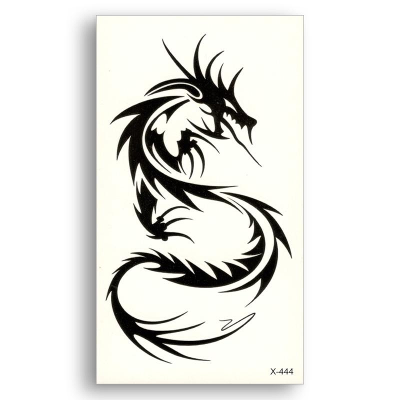 Water Transfer Fake tattoos Disposable Waterproof Temporary Black Dragon totem Stickers beauty Women Men Sexy Cool Body Art