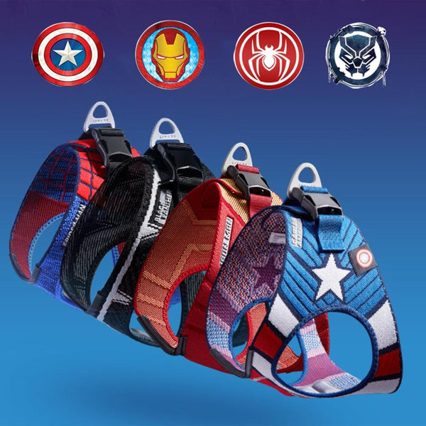 Dog Cat Harness Pet Adjustable Vest Walking Lead Leash for Puppy Harness for Small Medium Dog Spider Man Captain America
