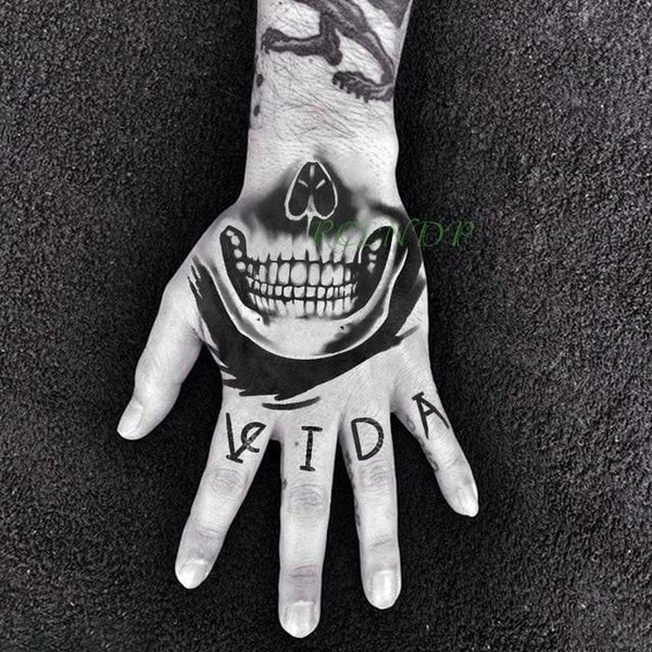 Waterproof Temporary Tattoo Sticker Skull Head Fake Tatto Flash Tatoo back of hand foot tatouage for Girl Men Women