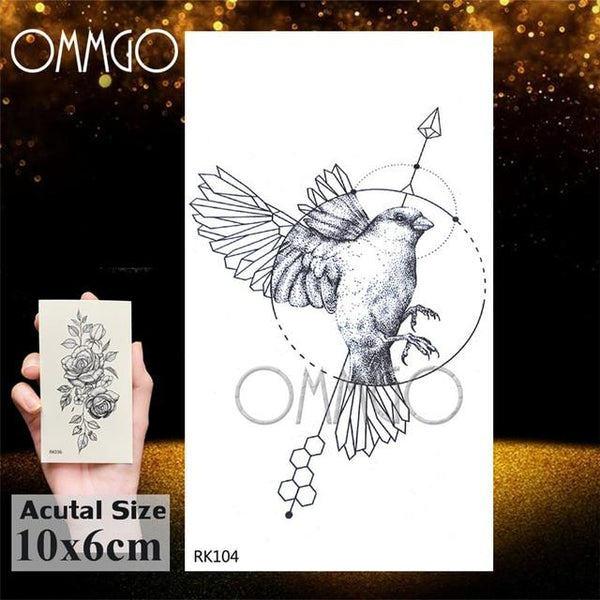 OMMGO Black Henna Arm Tattoo Mandala Flower Temporary Tattoos For Women Female Girls Sticker Fake Tattoo Mehndi Custom Tatoos