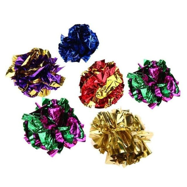 6/12Pcs Cat Toys Multicolor Mylar Crinkle Ball Ring Paper Sound Toy for Cat Kitten Playing Interactive Pet Cat Products Supplies