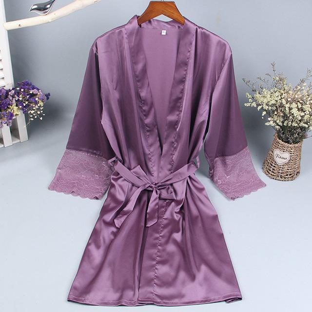 Lace Sleeve Sexy Women Nightwear Peignoir Mariage Wedding Kimono Chiffon Silk Female Bathrobes Bridemaid Robes Personalized Name