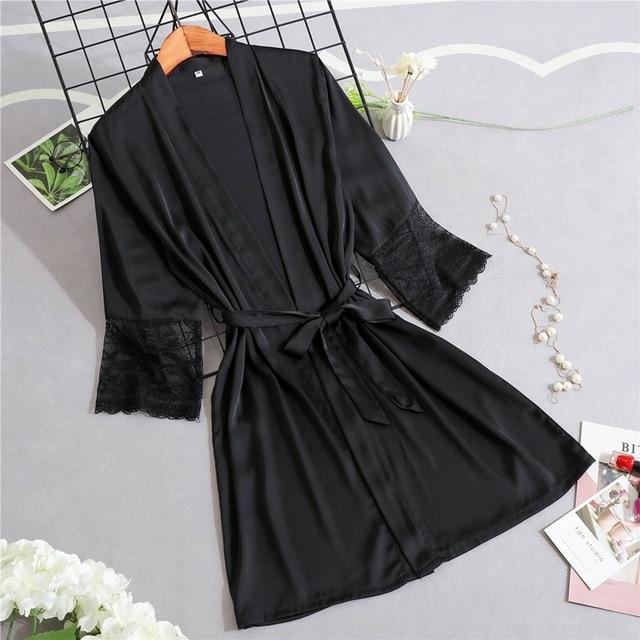 Lace Sleeve Sexy Women Nightwear Peignoir Mariage Wedding Kimono Chiffon Silk Female Bathrobes Bridemaid Robes Personalized Name