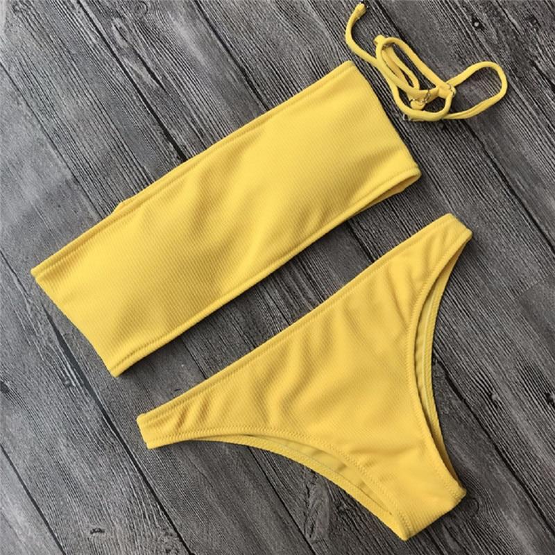 Women's 2pcs Swimwear Bandage Bikini Set Push-up Padded Bathing Swimsuit Beachwear