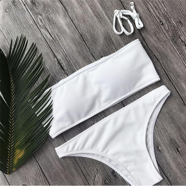 Women's 2pcs Swimwear Bandage Bikini Set Push-up Padded Bathing Swimsuit Beachwear