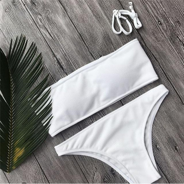 Women's 2pcs Swimwear Bandage Bikini Set Push-up Padded Bathing Swimsuit Beachwear