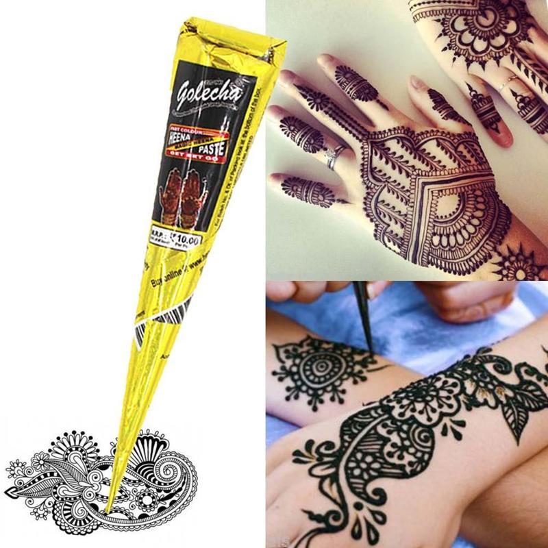 Indian Henna Tattoo Paste Black Waterproof Temporary Tattoo Ointment For Temporary Tattoo Body Art Sticker Mehndi Body Paint