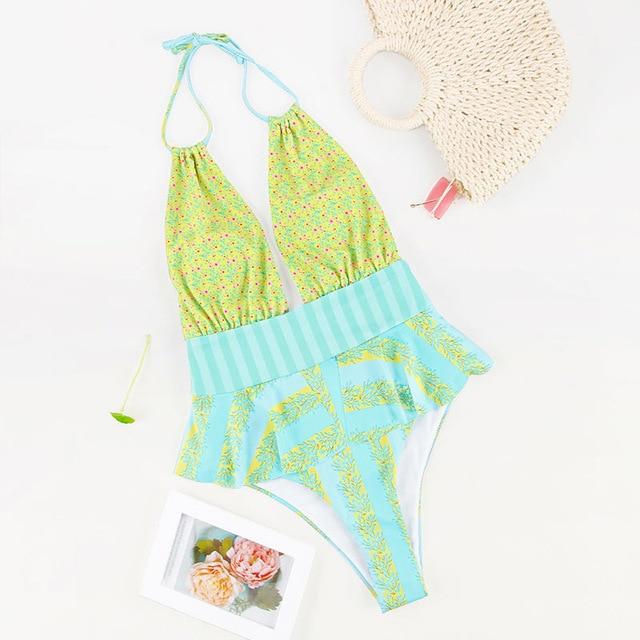 2019 Floral Print Swimsuit Women'S Beach Fashion Pink Swimwear Women Suit Bath High Quality One Piece Swimsuit Female Monokini