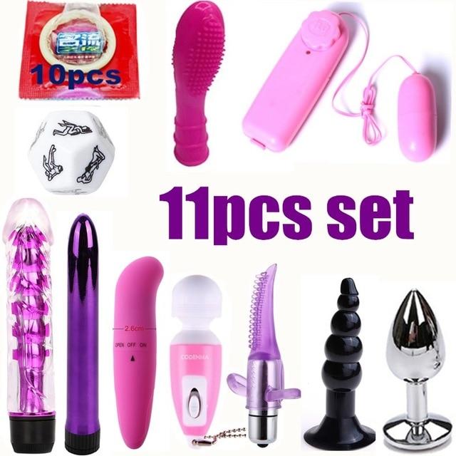 Vibrator Bondage 13 Pcs/Set BDSM Fetish Mask Sex Toys for Couples Plug Anal Metal Flirt Handcuffs Collar Eye,Anal Beads Vibrator