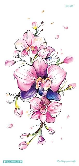 Latest 2019 fashional temporary tattoo designs with peony lotus peach peacock tatoo designs waterproof body art sticker women