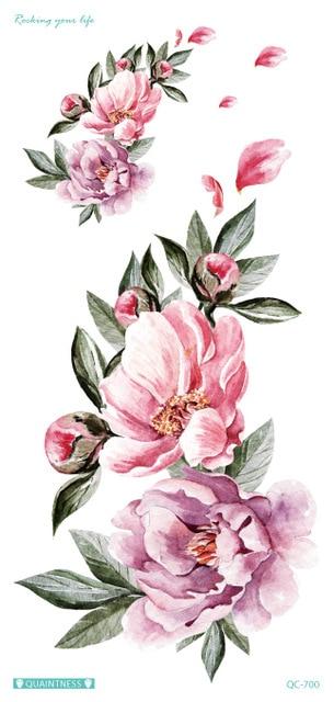 Latest 2019 fashional temporary tattoo designs with peony lotus peach peacock tatoo designs waterproof body art sticker women