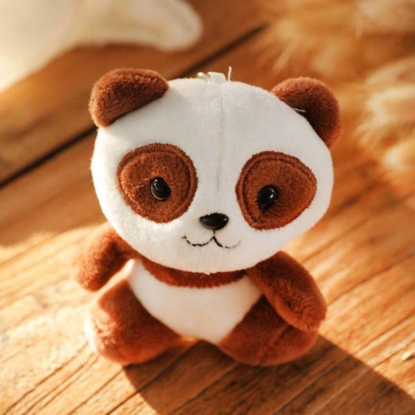 Lovely Panda Animal Dolls 10CM Baby Plush Toys 4 Colors key chain ring Pendant Plush Toys Kids Gift