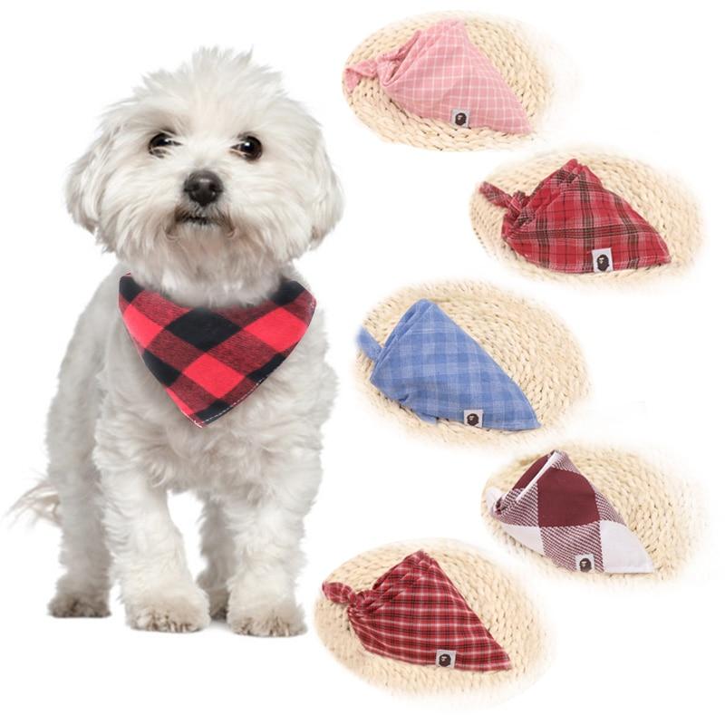 Dog Bandanas Dog Accessories Cotton Plaid Washable Pet Bandanas Scarf Bow ties Collar Cat Samll Middle Large Dog Accessories