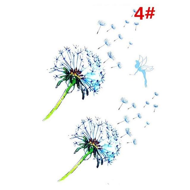 Sale New Sweet Blue Feather Flower Arm Back Temporary Stickers Female Men Couple Disposable Tattoo Stickers Fashion Body Art