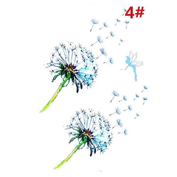 Sale New Sweet Blue Feather Flower Arm Back Temporary Stickers Female Men Couple Disposable Tattoo Stickers Fashion Body Art
