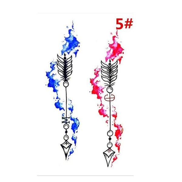 Sale New Sweet Blue Feather Flower Arm Back Temporary Stickers Female Men Couple Disposable Tattoo Stickers Fashion Body Art