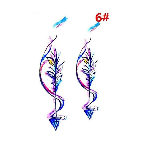 Sale New Sweet Blue Feather Flower Arm Back Temporary Stickers Female Men Couple Disposable Tattoo Stickers Fashion Body Art