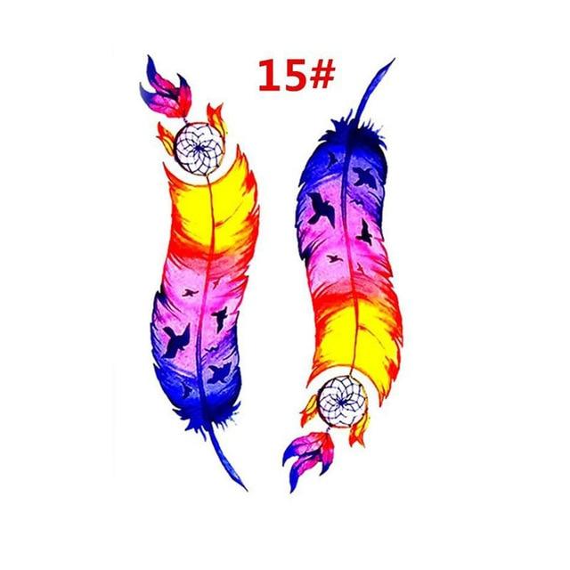 Sale New Sweet Blue Feather Flower Arm Back Temporary Stickers Female Men Couple Disposable Tattoo Stickers Fashion Body Art
