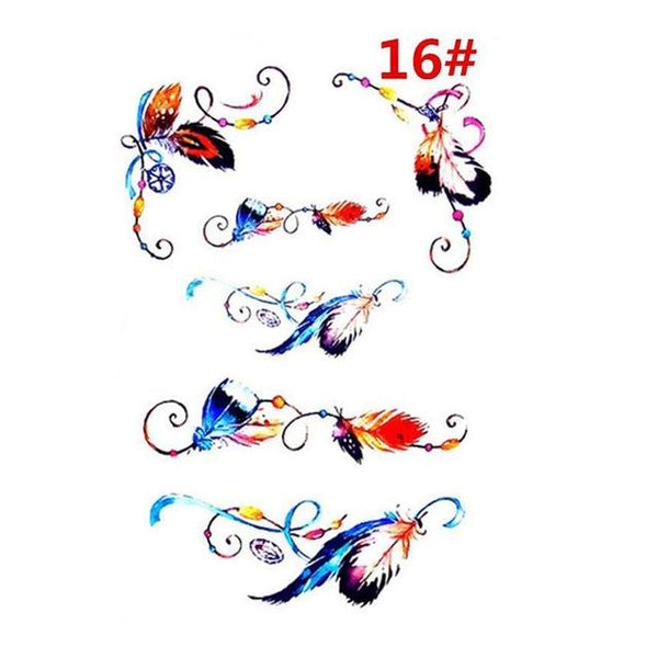 Sale New Sweet Blue Feather Flower Arm Back Temporary Stickers Female Men Couple Disposable Tattoo Stickers Fashion Body Art