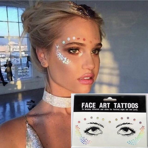 1pack Face flash tattoo Festival Party Body Glitter face art tattoo Sticker eye decals Eye shadow Freckles concealer Dot pattern