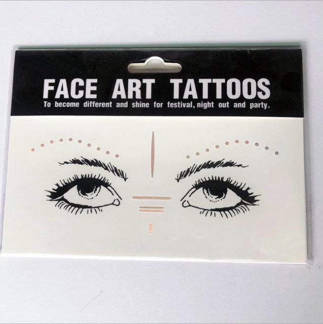 1pack Gold Face Tattoo Flash tattoo Fashion Waterproof Blocked Freckles Make Up Body Art Stickers eye decals Bride tribe party
