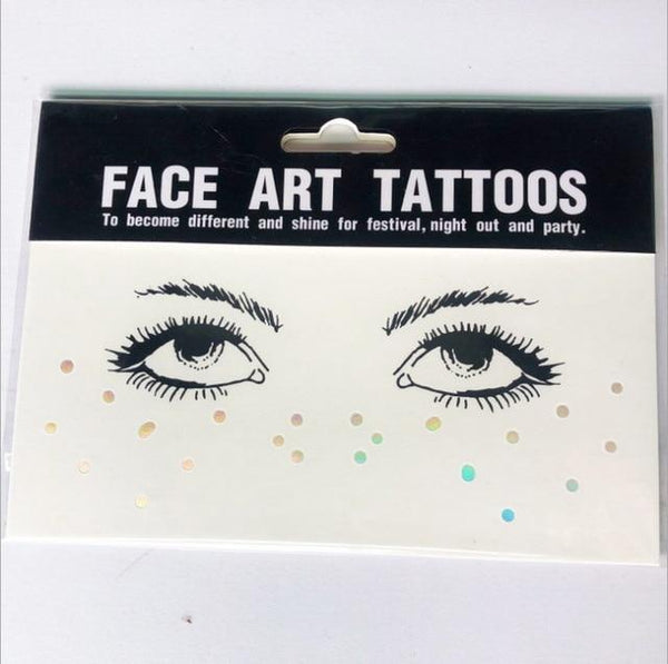 1pack Gold Face Tattoo Flash tattoo Fashion Waterproof Blocked Freckles Make Up Body Art Stickers eye decals Bride tribe party