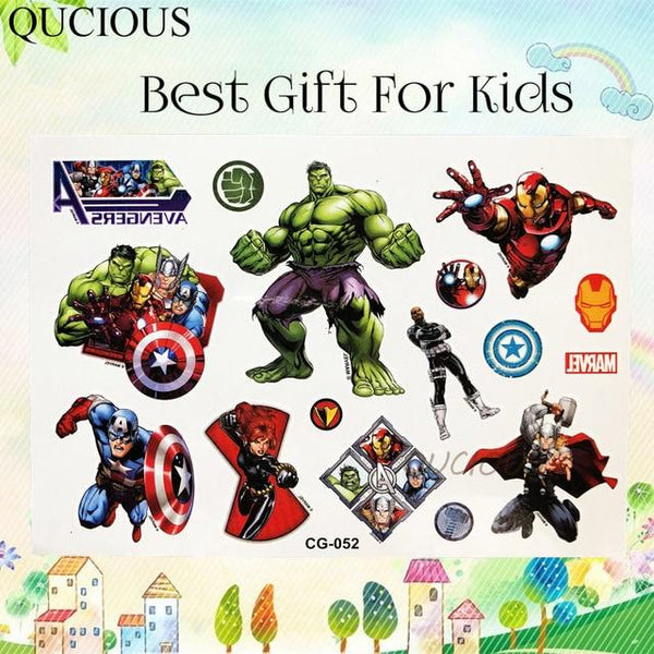 Cartoon Water Transfermation Temporary Children Tattoo Paper For Boy Kids Ninja Turtle Avengers Tatoo Flash Fake Tattoo Stickers
