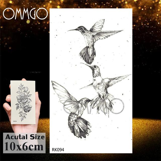 OMMGO Bulb Glass Mountain Pine Tree Temporary Tattoos Sticker Triangle Wave Custom Tattoo Body Art Arm Black Small Fake Tatoos