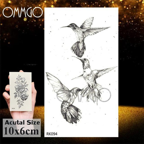 OMMGO Bulb Glass Mountain Pine Tree Temporary Tattoos Sticker Triangle Wave Custom Tattoo Body Art Arm Black Small Fake Tatoos