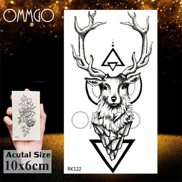 OMMGO Bulb Glass Mountain Pine Tree Temporary Tattoos Sticker Triangle Wave Custom Tattoo Body Art Arm Black Small Fake Tatoos