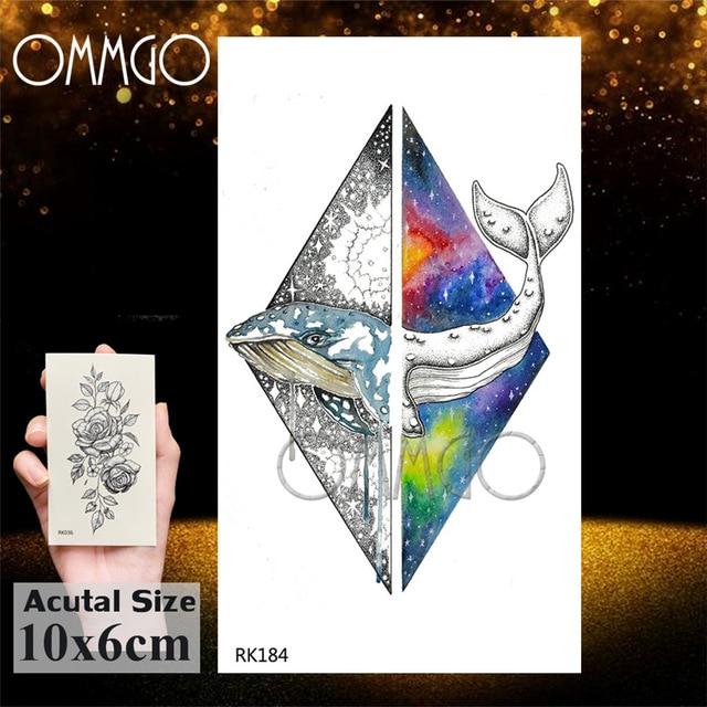 OMMGO Bulb Glass Mountain Pine Tree Temporary Tattoos Sticker Triangle Wave Custom Tattoo Body Art Arm Black Small Fake Tatoos