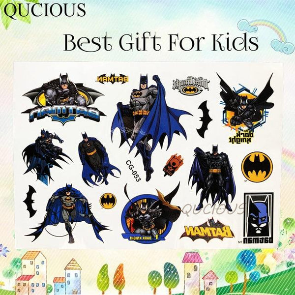 Flash Cartoon Hero Temporary Tattoos Paper For Kids Boys Avengers Hulk Tatoos Fake Mask Superman 3D Tattoo Sticker Children Gift