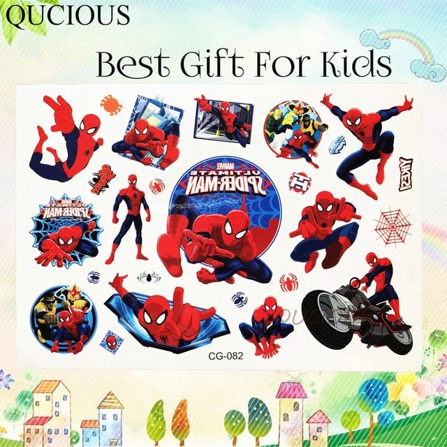 Flash Cartoon Hero Temporary Tattoos Paper For Kids Boys Avengers Hulk Tatoos Fake Mask Superman 3D Tattoo Sticker Children Gift