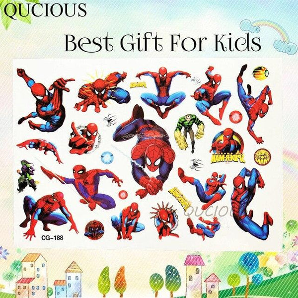 Flash Cartoon Hero Temporary Tattoos Paper For Kids Boys Avengers Hulk Tatoos Fake Mask Superman 3D Tattoo Sticker Children Gift