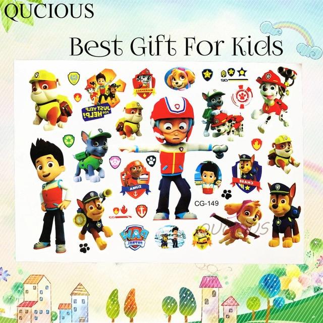 Cartoon Dog Police Team Temporary Tattoo For Boys Children Hero Tatoo Paper Paste Waterproof Flash Fake Tattoo Sticker Kids Gift