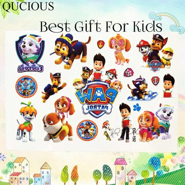 Cartoon Dog Police Team Temporary Tattoo For Boys Children Hero Tatoo Paper Paste Waterproof Flash Fake Tattoo Sticker Kids Gift