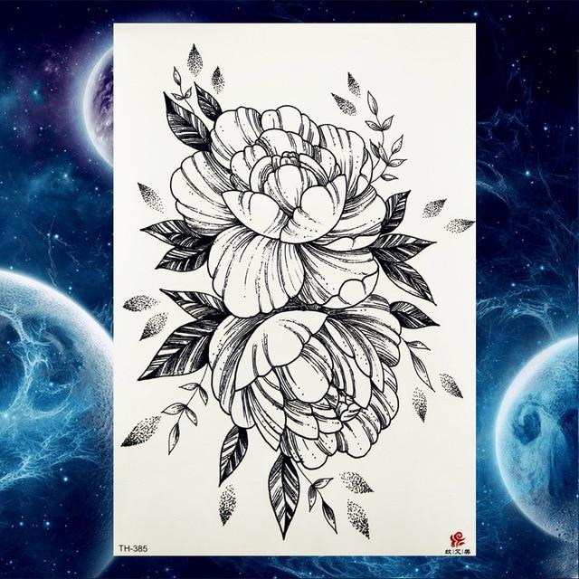 YURAN Black Tulip Totem Tattoos Stickers Women Body Waist Arm Art Bracelet Tattoos Temporary Girls Butterfly Tatoos Rose Chains