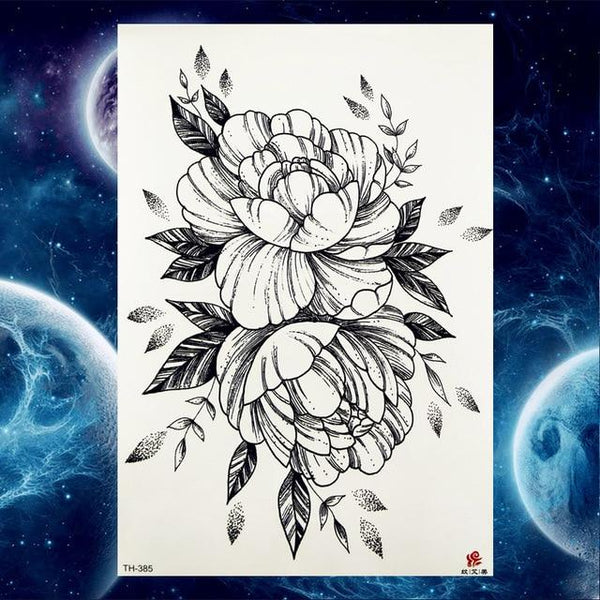 YURAN Black Tulip Totem Tattoos Stickers Women Body Waist Arm Art Bracelet Tattoos Temporary Girls Butterfly Tatoos Rose Chains
