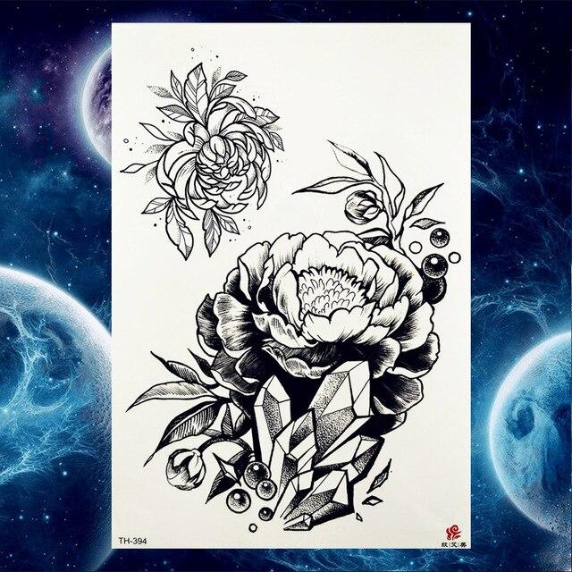YURAN Black Tulip Totem Tattoos Stickers Women Body Waist Arm Art Bracelet Tattoos Temporary Girls Butterfly Tatoos Rose Chains