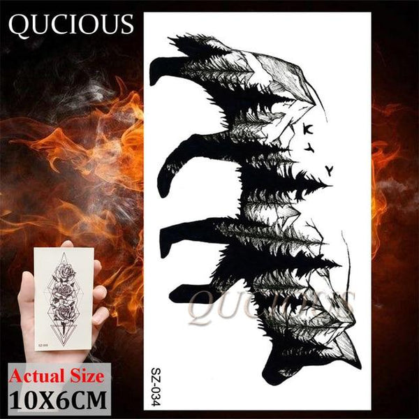 DIY Forest Design Waterproof Fake Temporary Tattoo of Wolf Sexy Women Body Art Arm Tattoos Paper For Men Boys Girls Tatoo Cover