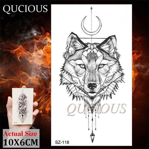 DIY Forest Design Waterproof Fake Temporary Tattoo of Wolf Sexy Women Body Art Arm Tattoos Paper For Men Boys Girls Tatoo Cover