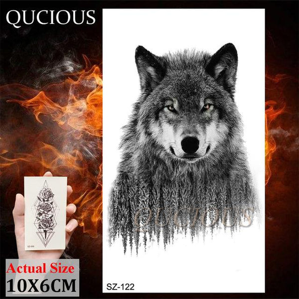 DIY Forest Design Waterproof Fake Temporary Tattoo of Wolf Sexy Women Body Art Arm Tattoos Paper For Men Boys Girls Tatoo Cover