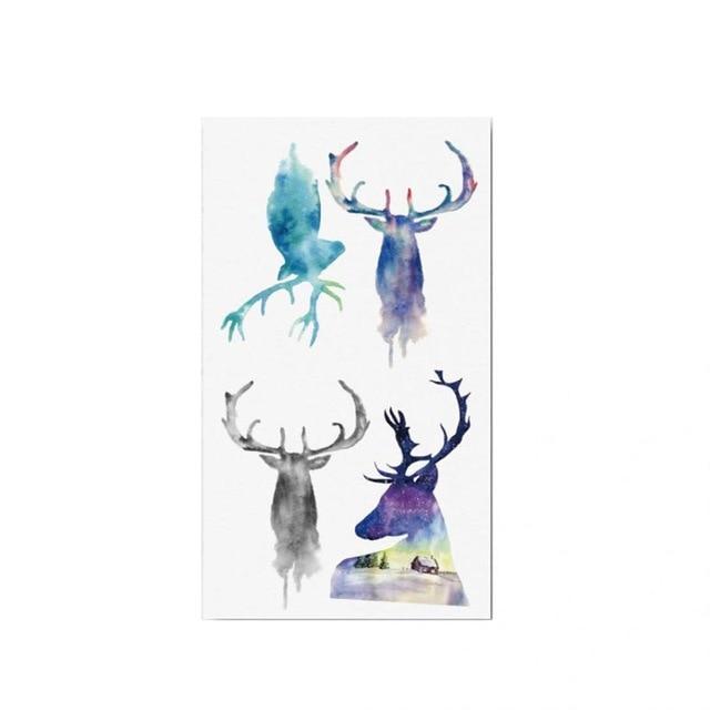 Sale Colorful Cartoon New tattoo sticker animal sticker disposable Black Bird fish Flower Deer Body Art Fake Water Transfer
