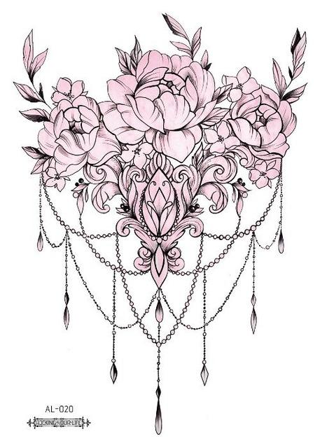 Temporary Tattoo Sticker large size body art flower Moonlight Cat God water Transfer Fake Tattoo Flash tatto for women men