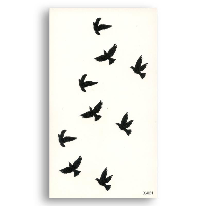 Fake temporary tattoo Water Transfer Sticker Small pattern Black Birds Women Beauty Cool Girl Body Art Live of Song X021