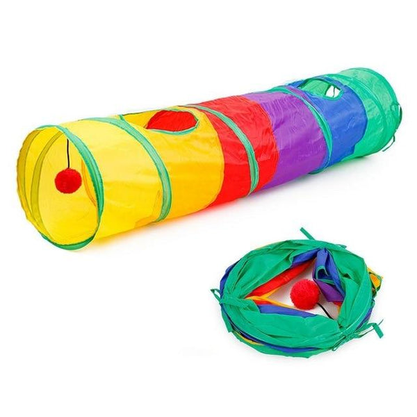 10 Color Funny Pet Tunnel Cat Play Rainbown Tunnel Brown Foldable 2 Holes Cat Tunnel Kitten Toy Bulk Toys Rabbit Tunnel Cat Cave